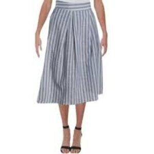 Max Studio Women's Hi-low Hem, Striped pleated Skirt, L